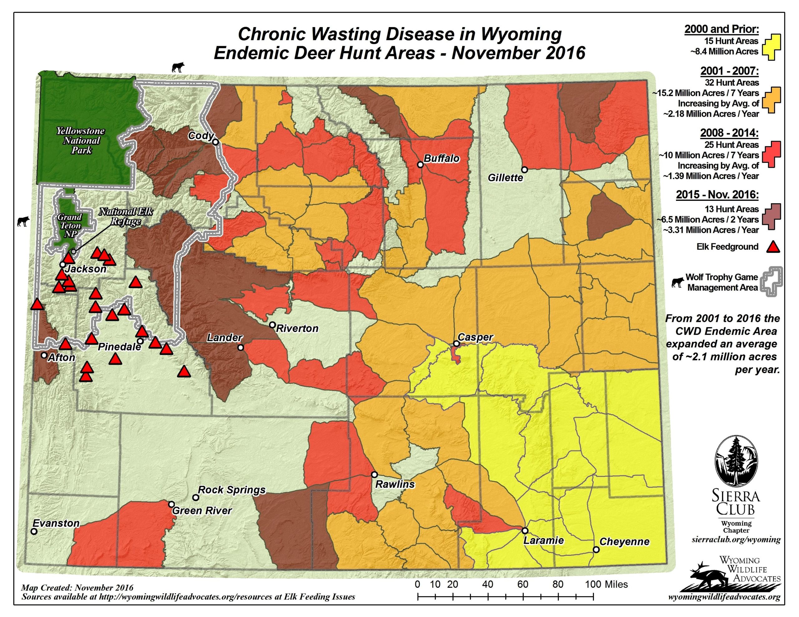 Wyoming Elk Area Map Wyoming Wildlife Advocates & Sierra Club Release Updated Chronic Wasting  Disease Map. - Wyoming Wildlife Advocates